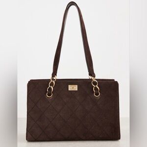 RARE~Chanel Suede Calfskin Antique Gold Metal Brown Shoulder Bag